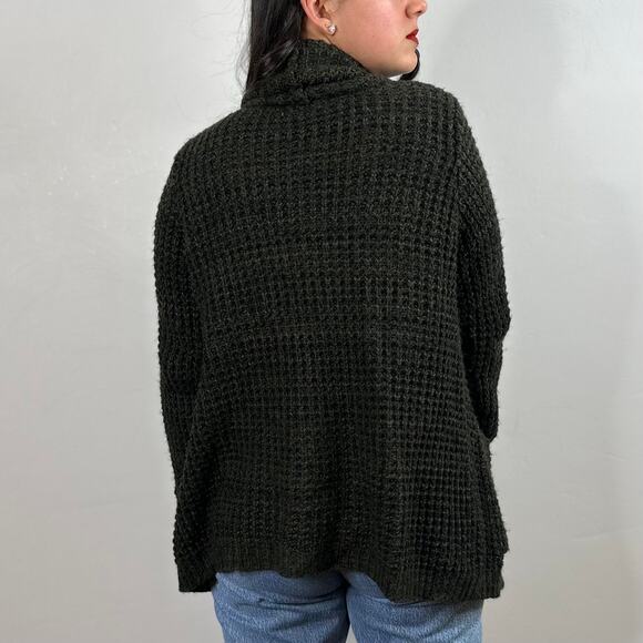 John + Jenn Dark Green Oversized Open Knit Cardigan - Picture 4 of 7